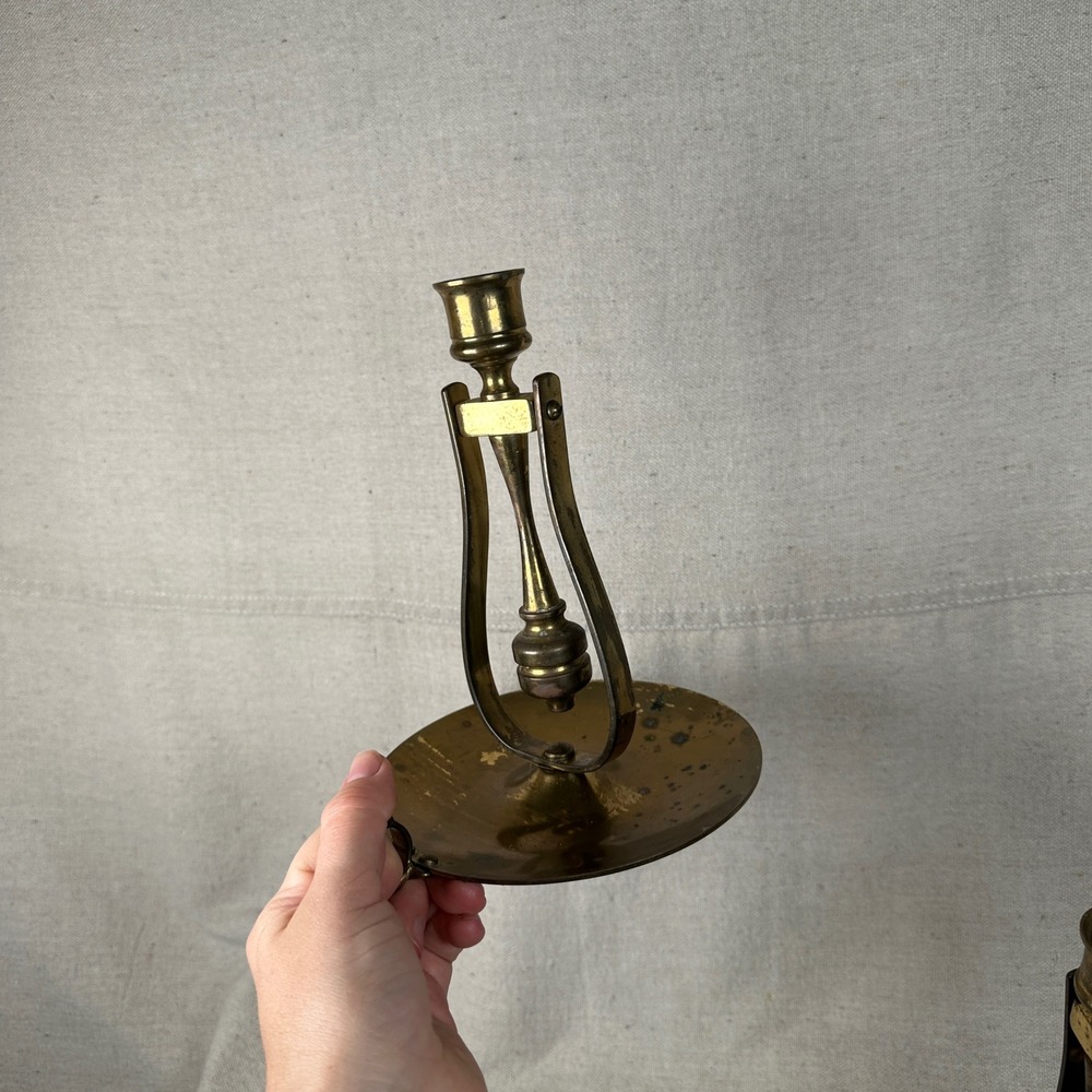 Vintage Brass Gimbal Ship Candlesticks Set of 2 Nautical Taper Candle Holders - Picture 8 of 10
